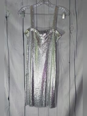 Boohoo Silver Sequin Mini Dress